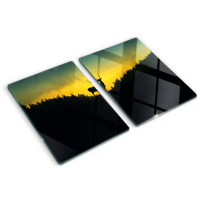 Planche à découper en verre Cerf contre le soleil couchant