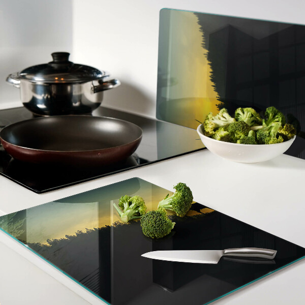 Planche à découper en verre Cerf contre le soleil couchant