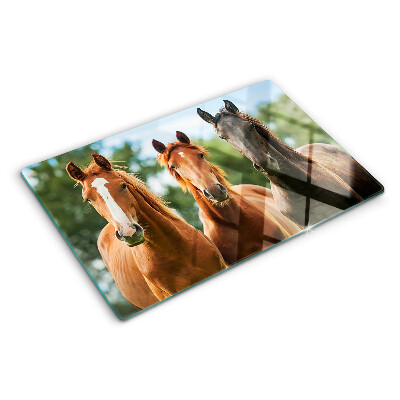Planche à découper en verre Chevaux dans la nature