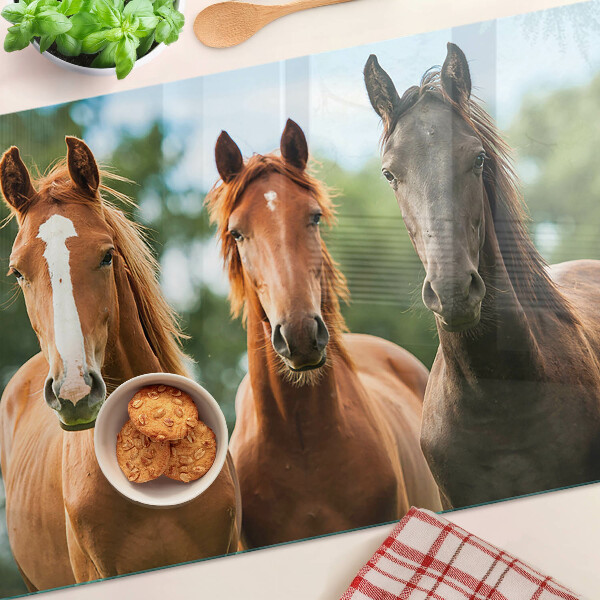 Planche à découper en verre Chevaux dans la nature