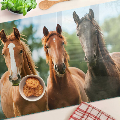 Planche à découper en verre Chevaux dans la nature