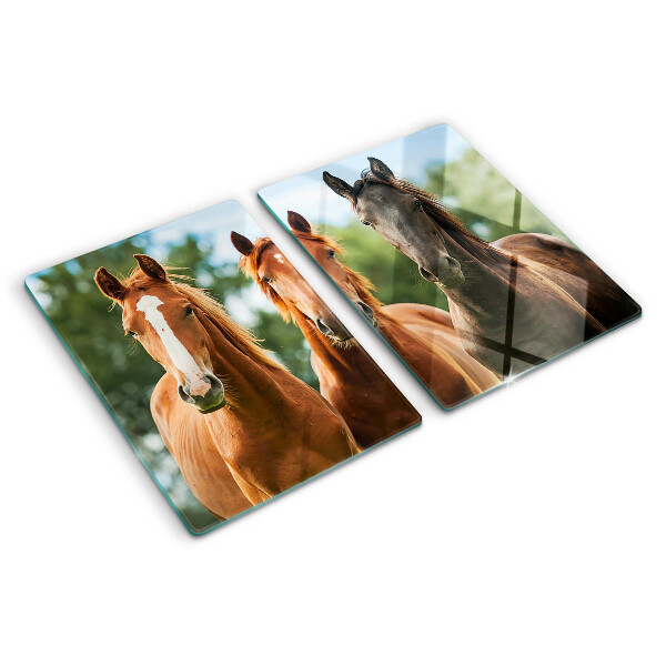 Planche à découper en verre Chevaux dans la nature