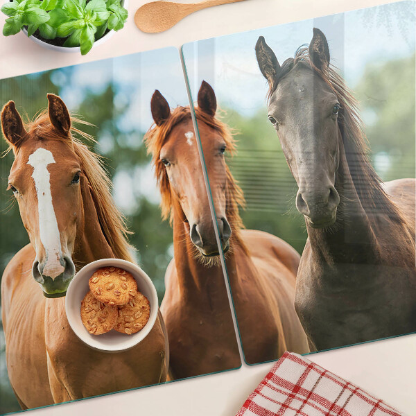Planche à découper en verre Chevaux dans la nature
