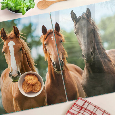 Planche à découper en verre Chevaux dans la nature