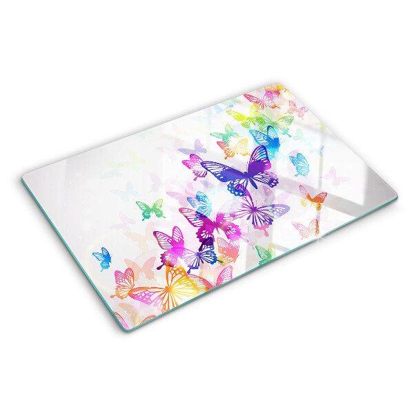 Planche à découper verre Un motif de papillons colorés s'envolant