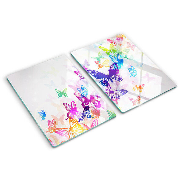 Planche à découper verre Un motif de papillons colorés s'envolant