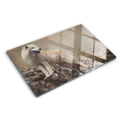 Planche à découper en verre Loup sur une montagne rocheuse