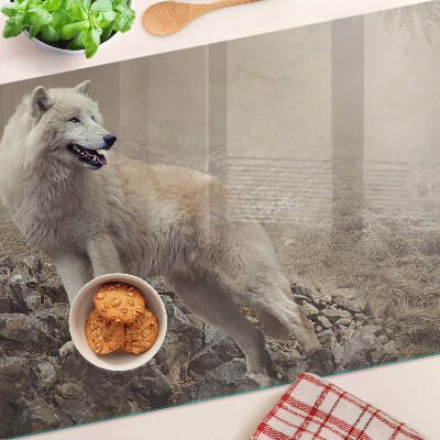 Planche à découper en verre Loup sur une montagne rocheuse