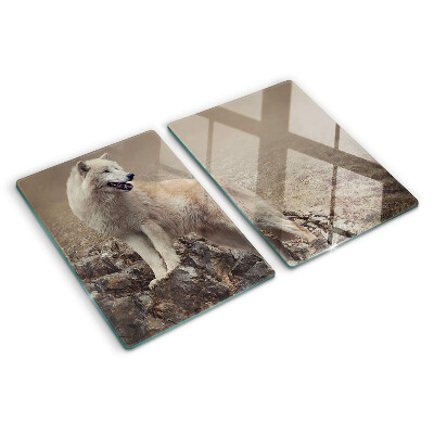 Planche à découper en verre Loup sur une montagne rocheuse