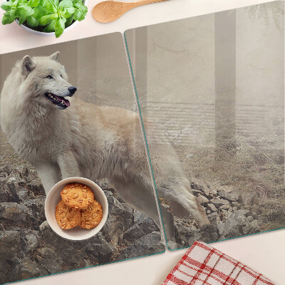 Planche à découper en verre Loup sur une montagne rocheuse