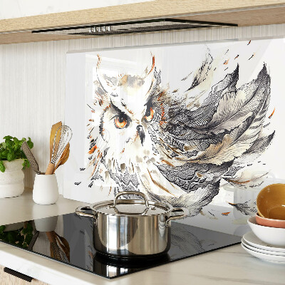 Planche à découper verre Chouette avec des plumes