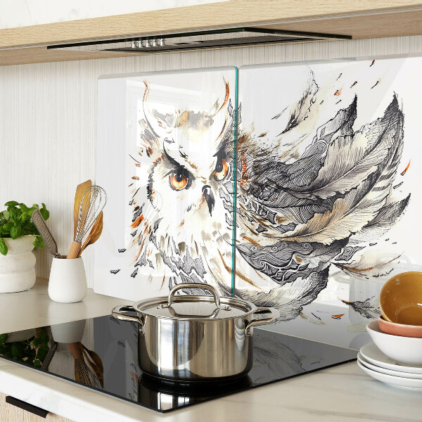 Planche à découper verre Chouette avec des plumes