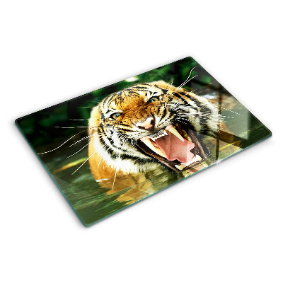 Planche à découper en verre Tigre à l'attaque