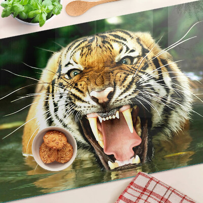Planche à découper en verre Tigre à l'attaque