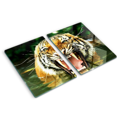Planche à découper en verre Tigre à l'attaque