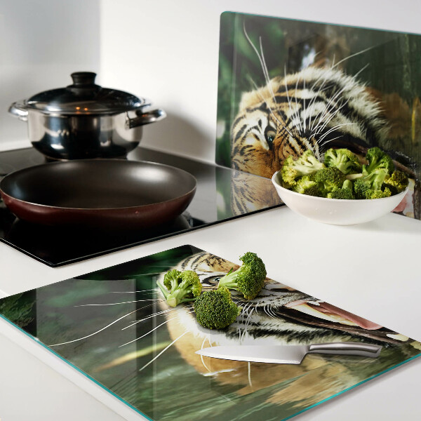Planche à découper en verre Tigre à l'attaque