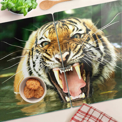 Planche à découper en verre Tigre à l'attaque