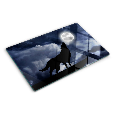 Planche à découper verre Loup au clair de lune