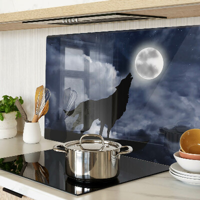 Planche à découper verre Loup au clair de lune
