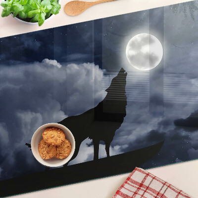 Planche à découper verre Loup au clair de lune