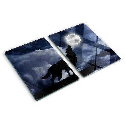 Planche à découper verre Loup au clair de lune