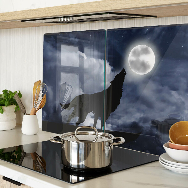 Planche à découper verre Loup au clair de lune