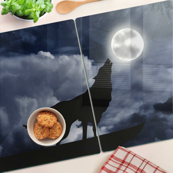 Planche à découper verre Loup au clair de lune