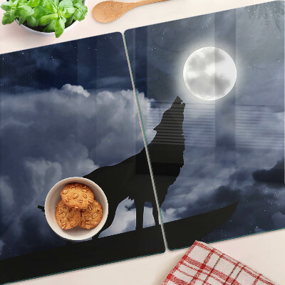 Planche à découper verre Loup au clair de lune