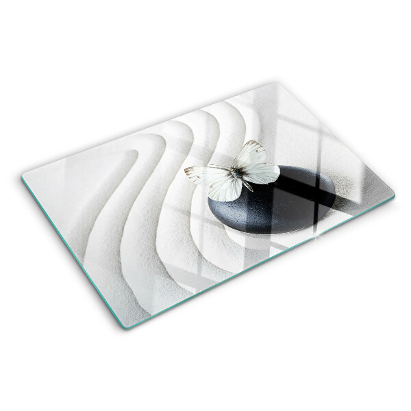 Planche à découper en verre Motif papillon sur pierre