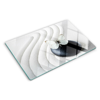 Planche à découper en verre Motif papillon sur pierre
