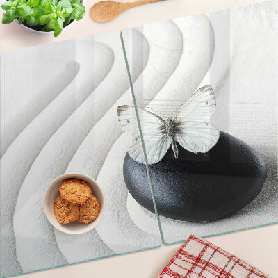 Planche à découper en verre Motif papillon sur pierre