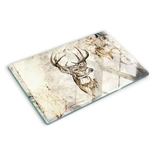 Planche à découper verre Cerf avec des bois