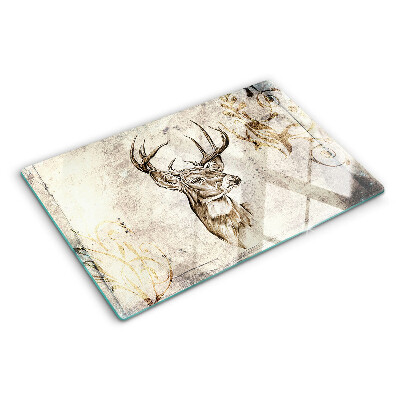 Planche à découper verre Cerf avec des bois
