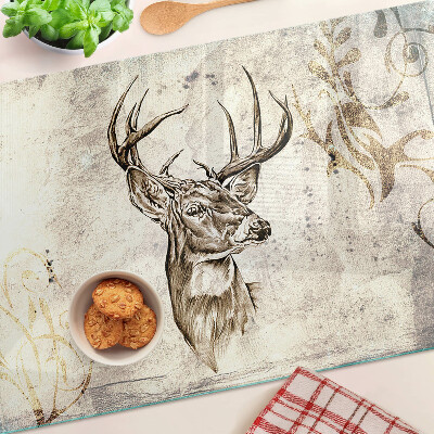 Planche à découper verre Cerf avec des bois