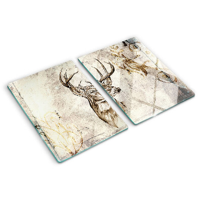 Planche à découper verre Cerf avec des bois