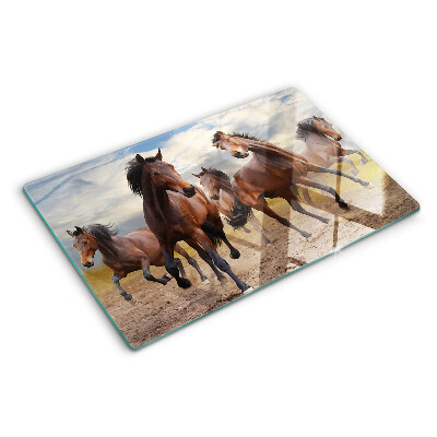 Planche à découper en verre Chevaux courant dans le pâturage