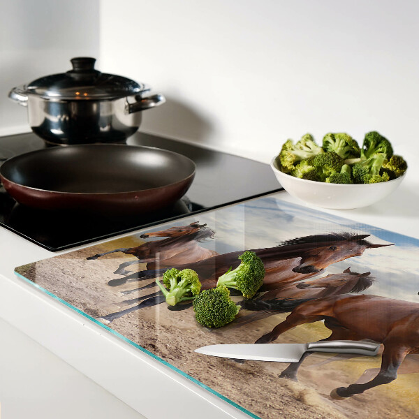 Planche à découper en verre Chevaux courant dans le pâturage
