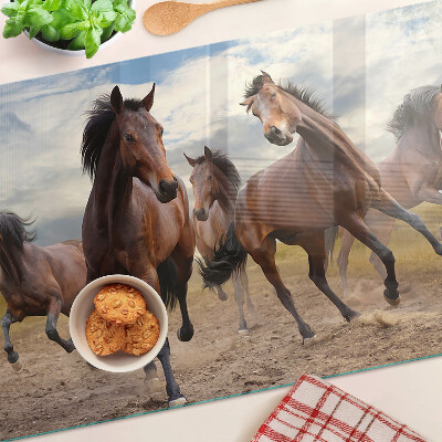 Planche à découper en verre Chevaux courant dans le pâturage