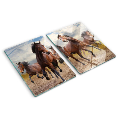 Planche à découper en verre Chevaux courant dans le pâturage