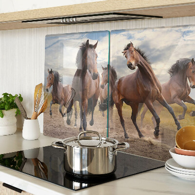 Planche à découper en verre Chevaux courant dans le pâturage