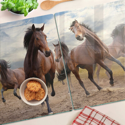 Planche à découper en verre Chevaux courant dans le pâturage