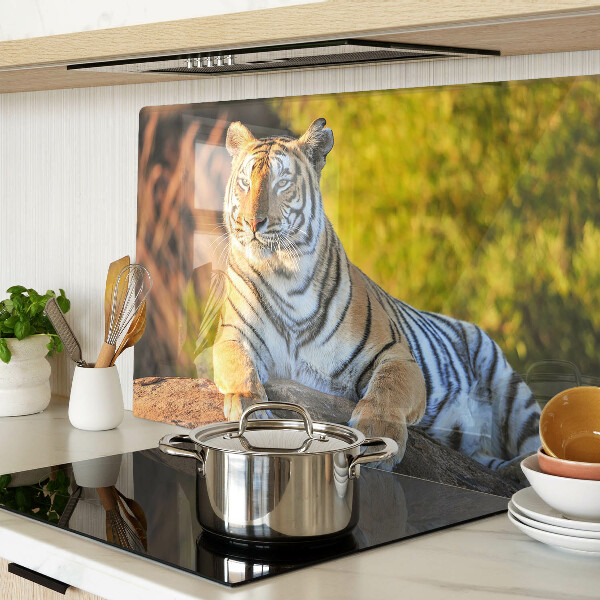 Planche à découper en verre Tigre sur fond de nature