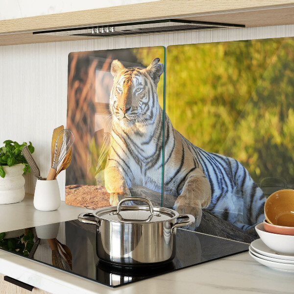 Planche à découper en verre Tigre sur fond de nature