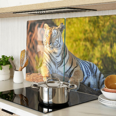 Planche à découper en verre Tigre sur fond de nature