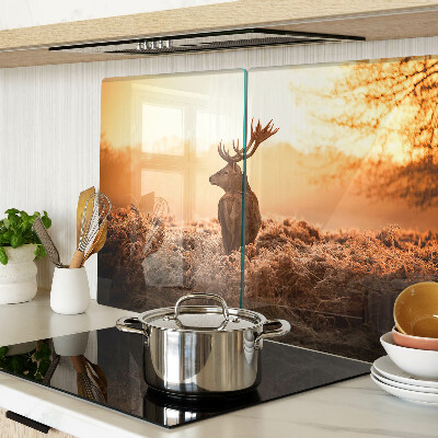 Planche à découper en verre Cerf sur fond de coucher de soleil