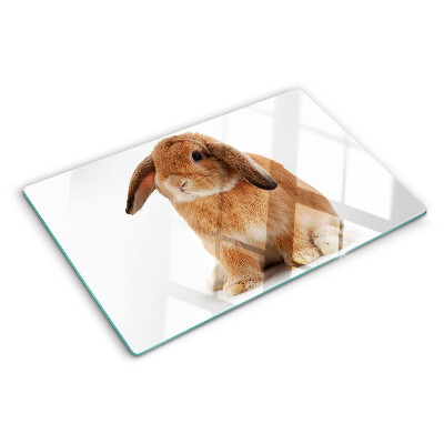 Planche à découper verre Lapin sur fond blanc