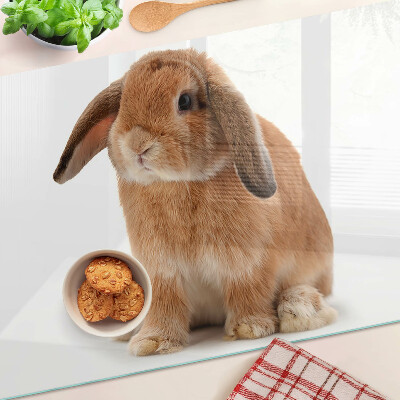Planche à découper verre Lapin sur fond blanc