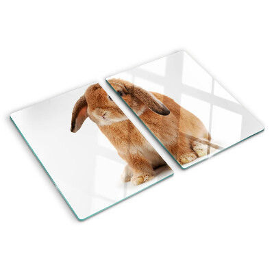 Planche à découper verre Lapin sur fond blanc