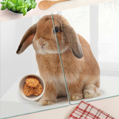 Planche à découper verre Lapin sur fond blanc