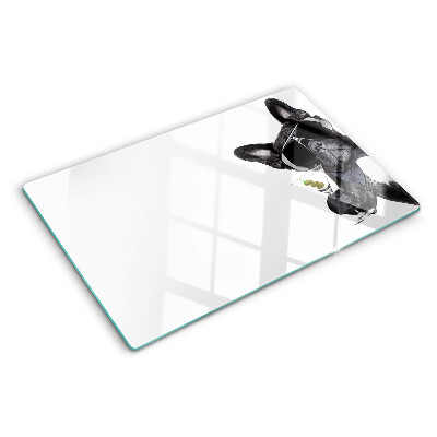 Planche à découper en verre Chien portant des lunettes de soleil
